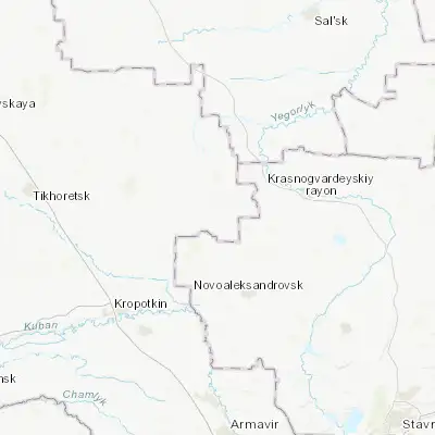 Map showing location of Uspenskaya (45.764480, 41.066960)