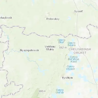 Map showing location of Verkhniy Ufaley (56.055600, 60.239700)