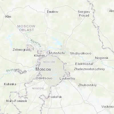 Map showing location of Yaroslavskiy (55.883330, 37.716670)