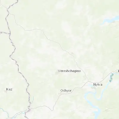 Map showing location of Zyukayka (58.204160, 54.707840)