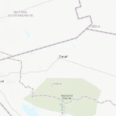 Map showing location of Turaif (31.672520, 38.663740)