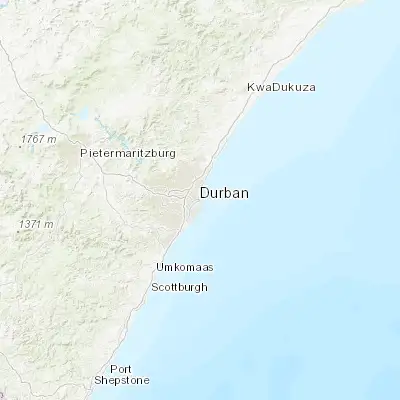 Map showing location of Durban (-29.857900, 31.029200)