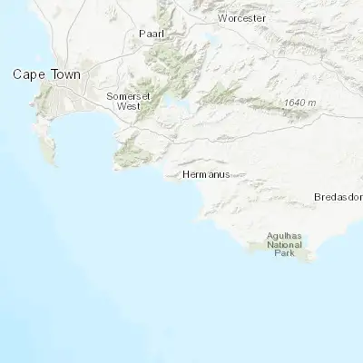 Map showing location of Hermanus (-34.418700, 19.234460)