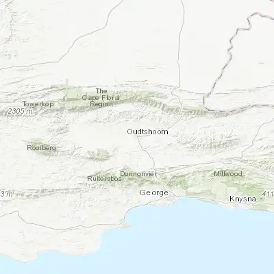 Map showing location of Oudtshoorn (-33.600470, 22.199550)