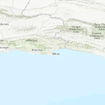 Map showing location of Plettenberg Bay (-34.052740, 23.371600)