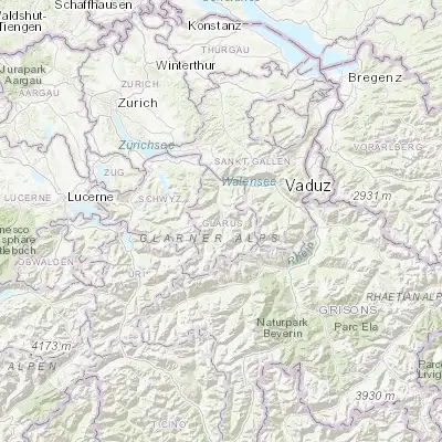 Map showing location of Schwanden (46.995410, 9.070100)