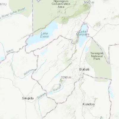 Map showing location of Dongobesh (-4.066670, 35.383330)