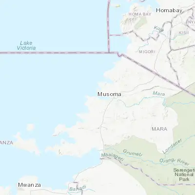 Map showing location of Musoma (-1.500000, 33.800000)