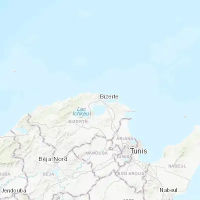 Map showing location of Bizerte (37.274420, 9.873910)