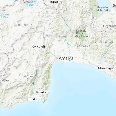 Map showing location of Antalya (36.908120, 30.695560)