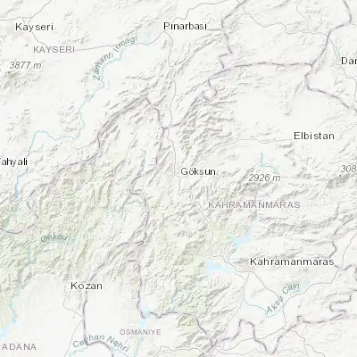 Map showing location of Göksun (38.020960, 36.497300)