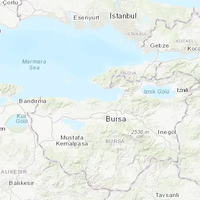 Map showing location of Mudanya (40.375280, 28.882220)