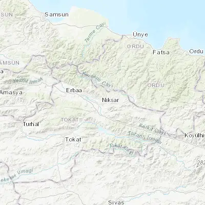 Map showing location of Niksar (40.591670, 36.951670)