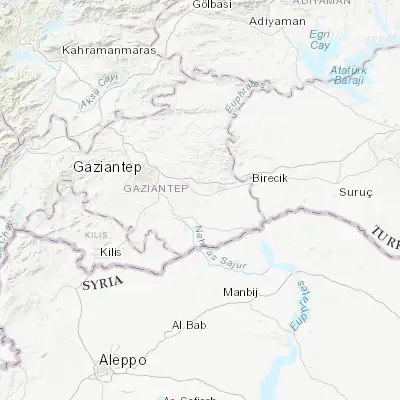 Map showing location of Uluyatır (36.963330, 37.693610)