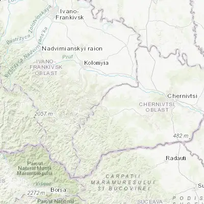 Map showing location of Chornohuzy (48.271250, 25.228890)