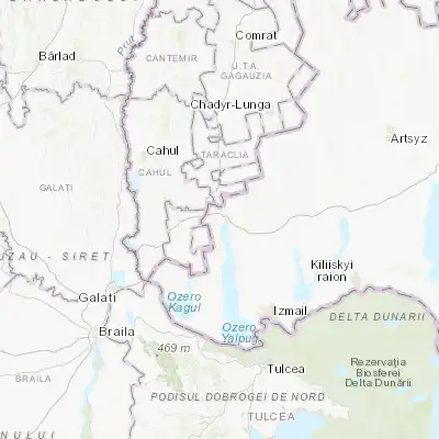 Map showing location of Vynohradivka (45.678960, 28.575710)