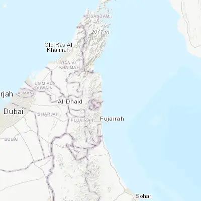 Map showing location of Khawr Fakkān (25.331320, 56.341990)