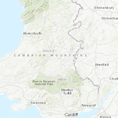 Map showing location of Builth Wells (52.149400, -3.404690)