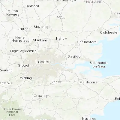 Map showing location of Dagenham (51.550000, 0.166670)