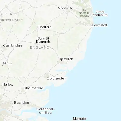 Map showing location of Ipswich (52.059170, 1.155450)