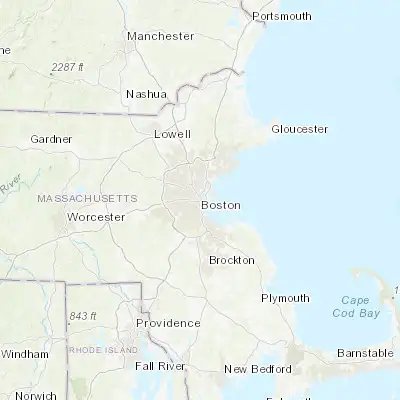 Map showing location of Boston (42.358430, -71.059770)