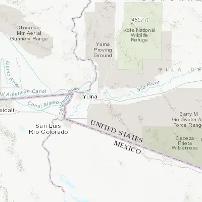 Map showing location of Fortuna Foothills (32.657830, -114.411890)