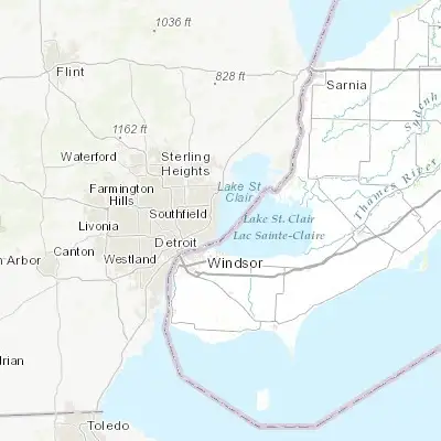 Map showing location of Grosse Pointe Shores (42.436700, -82.876860)