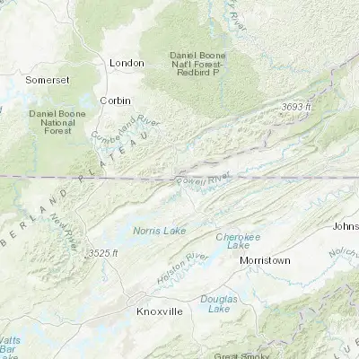 Map showing location of Harrogate (36.582300, -83.656860)