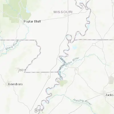 Map showing location of Hayti (36.233680, -89.749530)