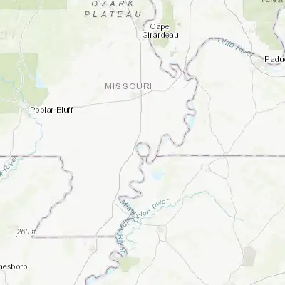 Map showing location of New Madrid (36.586450, -89.527850)