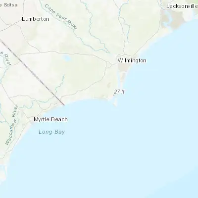 Map showing location of Oak Island (33.916560, -78.161110)