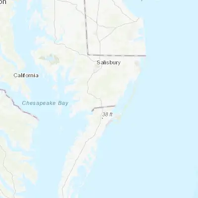 Map showing location of Pocomoke City (38.075680, -75.567980)