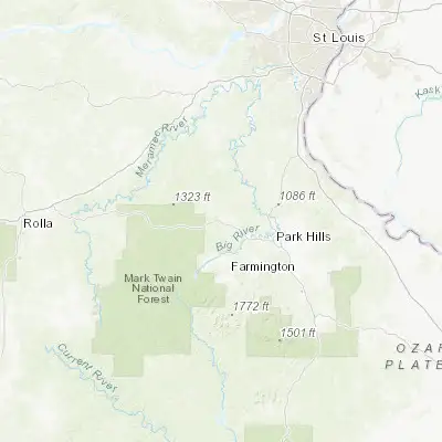 Map showing location of Potosi (37.936440, -90.787910)