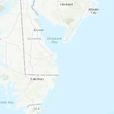 Map showing location of Rehoboth Beach (38.720950, -75.076010)