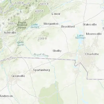 Map showing location of Shelby (35.292350, -81.535650)