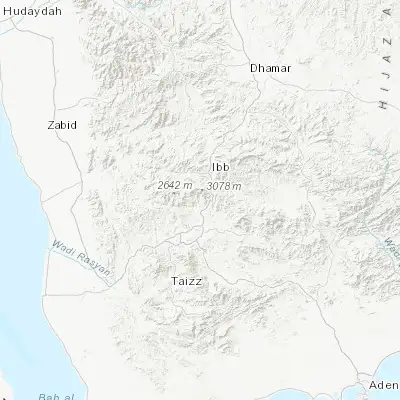 Map showing location of Dhī as Sufāl (13.834460, 44.114690)